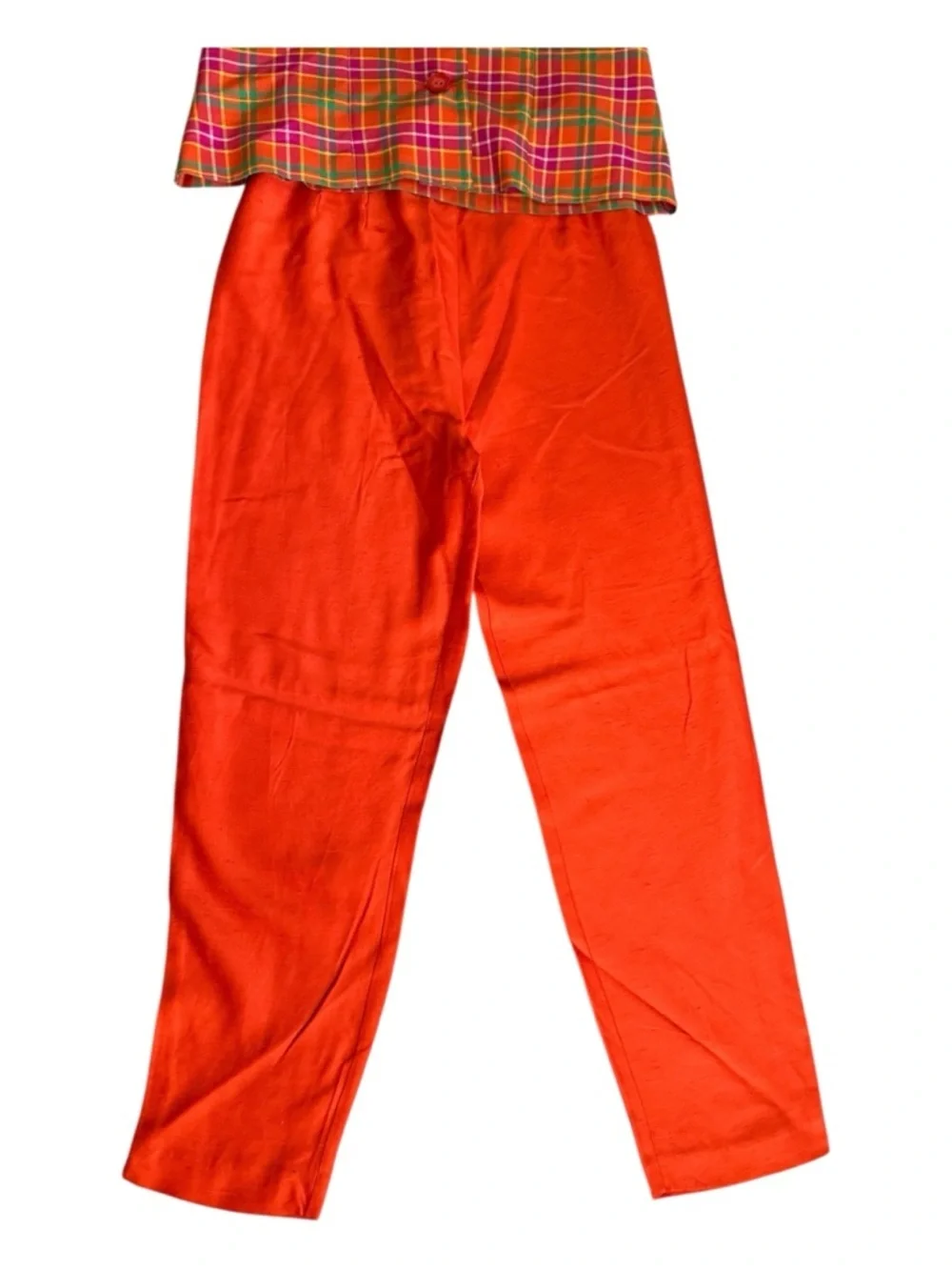 Sag Harbor Orange Plaid Matching Set Sleeveless Too & High-Waisted Pants Preppy